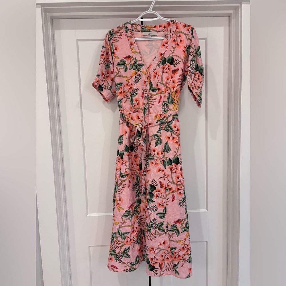 LOFT Pink Floral Dress